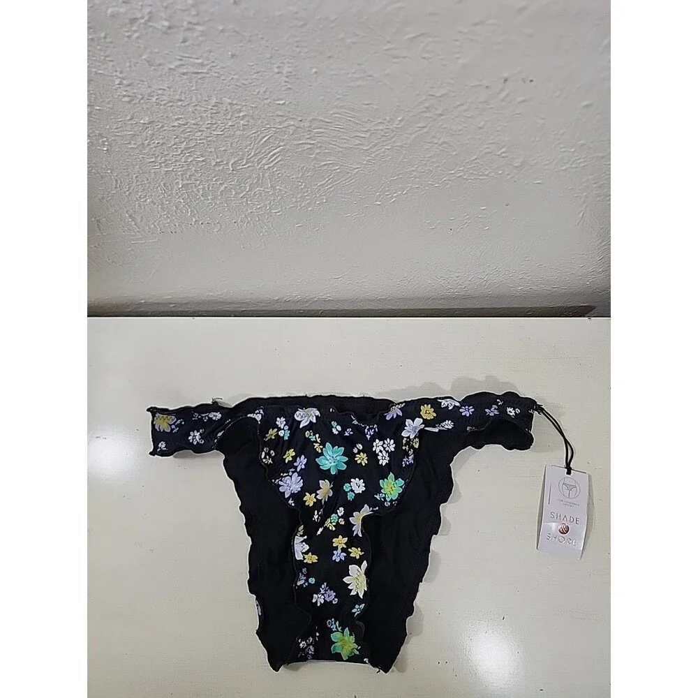 Shade & Shore Floral Ruffled Bikini Bottom Size 8-10 NWT